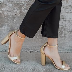Lulus Taylor Gold Ankle Strap Heel Size 9 Sandal